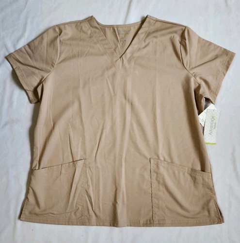 NWT Advantge Butter-Soft TAN Scrub Set Uniform V-Neck Top & Pants Size XL - Picture 2 of 16