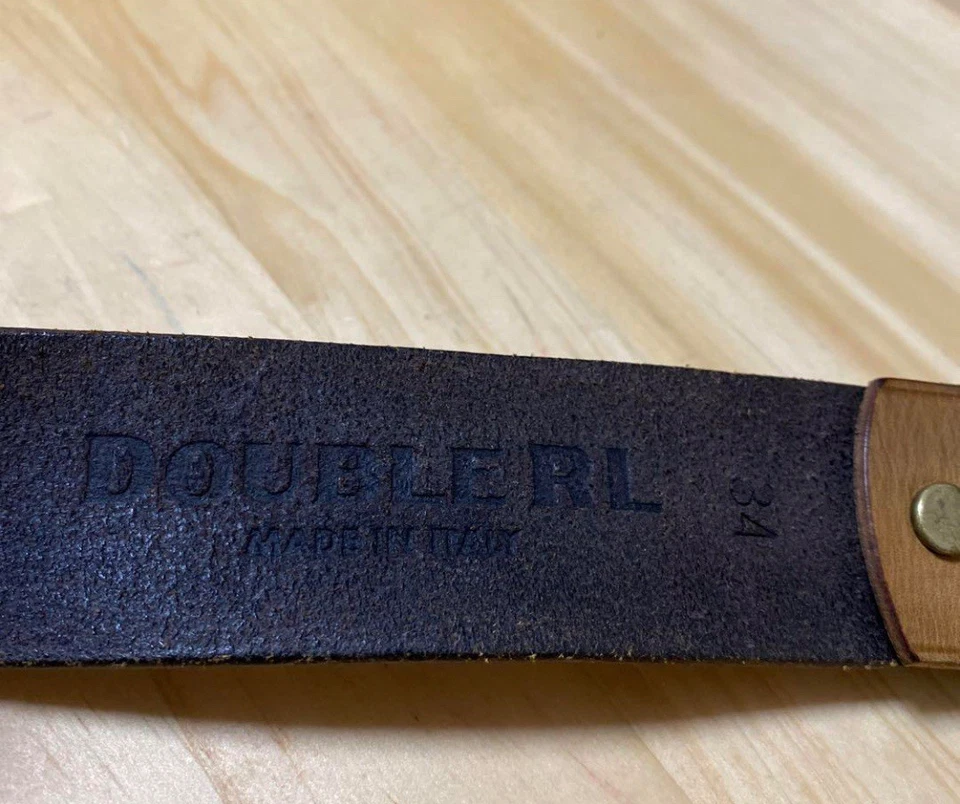 RRL RALPH LAUREN Cinturón de cuero marrón 34” PVP £250 para hombre Foto 3 de 4