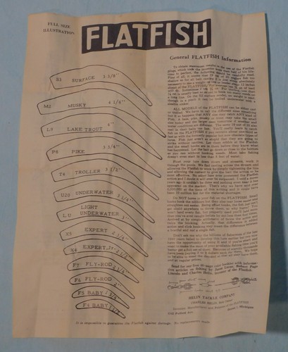 Señuelo de pesca vintage Helin's Flatfish naranja negro, tamaño X5 con caja y papeleo - Imagen 6 de 12