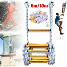 5m-10m Feuerleiter 2 Karabiner Strickleiter Feuerfeste Rettungsleiter Notleiter