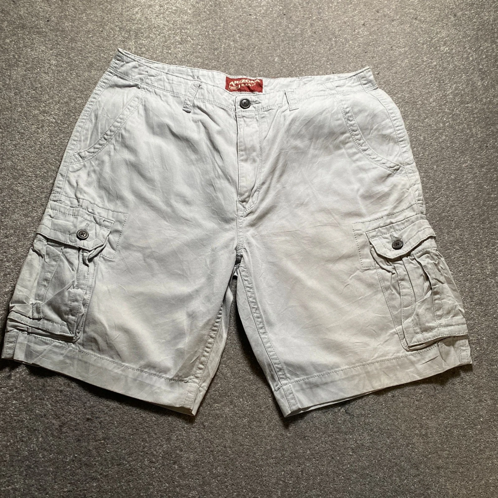 Arizona Jean Co Shorts Mens 38 Classic Fit Cargo Cotton Light Grey Pockets