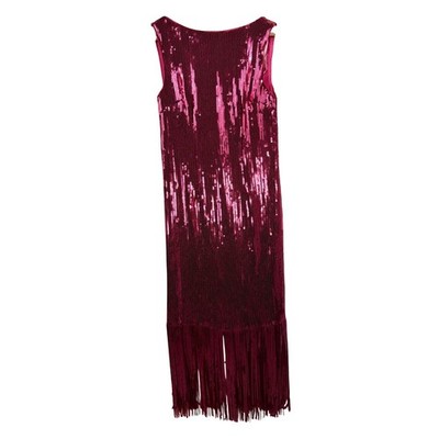nanette lepore sequin fringe dress Nanette Lepore Sequin Fringe Sleeveless Midi Dress Pink cocktail sz 8 Party