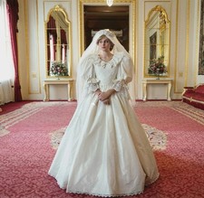 Vintage Victorian Wedding Dress Ivory Romantic Bubble Sleeve Princess Diana
