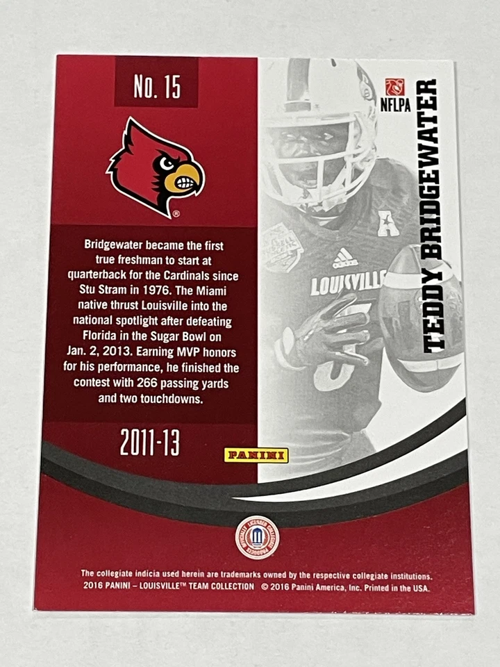 2016 Panini Louisville Cardinals Multisport #15 - Teddy Bridgewater - Cardinals - Image 2 of 2