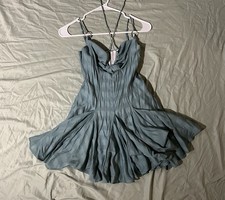 Blue mini dress with ruffles, back zipper and adjustable straps minidress