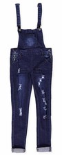 Teen G's Girls Dark Blue Denim Overall With Adjustable Shoulder Size 4 5 6 14