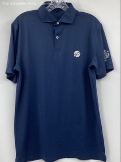 Peter Millar Mens Navy Blue Short Sleeve Collared Golf Polo Shirt Size Medium