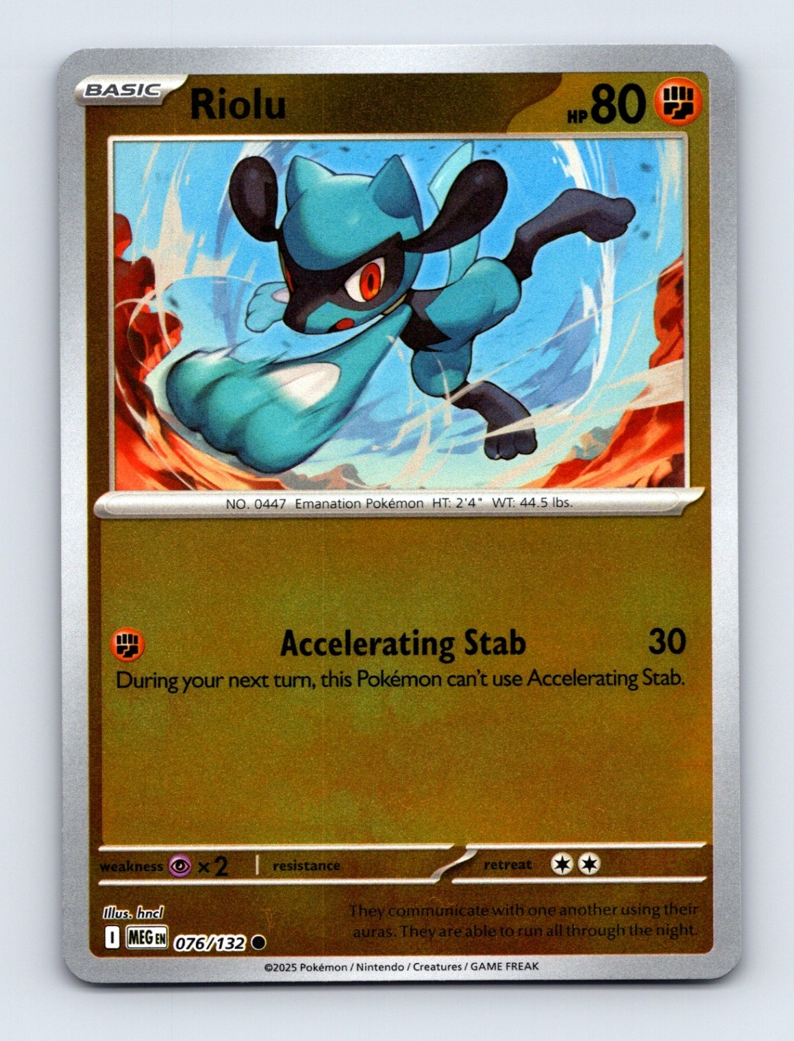 Riolu 076/132 Reverse Holo ME01: Mega Evolution 076/132 NM/LP