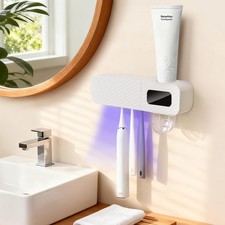 Smart Toothbrush Holder, Wall Mounted Toothbrush Holder with Toothpaste Dispe...