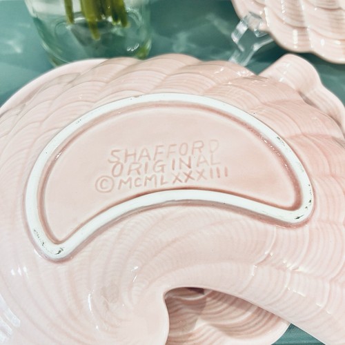 Vtg Shafford Original Shell Pink Plates Set Of 4 MCMLXXXlll Hollywood Regency - Picture 4 of 4