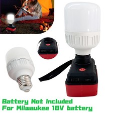 LED Work Light + 2 E27 Lamp Bulbs for Milwaukee M18 18V Battery Floodlight Lamp