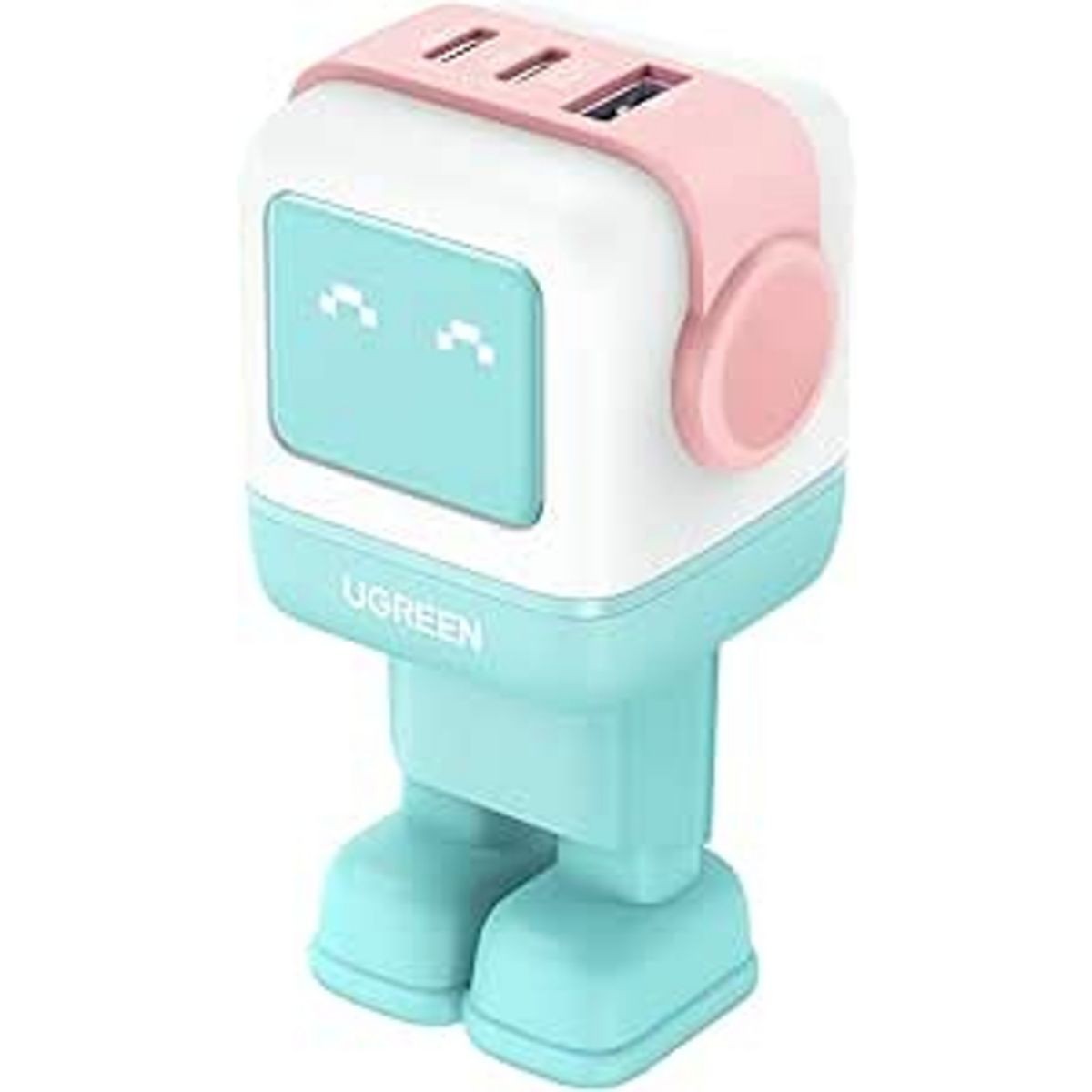 Chargeur UGREEN Robot 3 ports avec technologie GaN 65W rapide couleur Turquoise