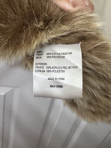 Karen Hart Women’s Beige/Brown Faux Fur Vest Jacket - Size Large - Picture 5 of 8