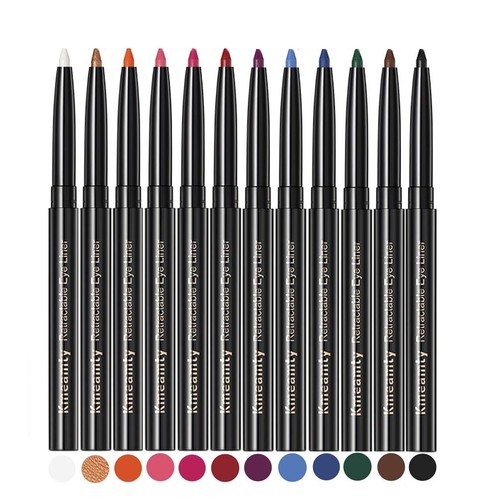 Gel Eye Liner Pencil Set, 12 Colors Retractable Long-Lasting Smooth Waterline...