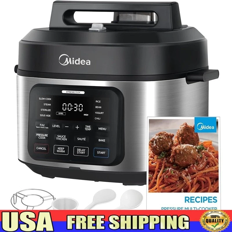 9 in 1 Electric Pressure Cooker W/ Removable Lid & Programmable Functions New