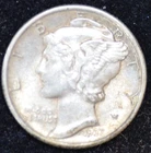 1937 EXTREMELY FINE-ALMOST UNCIRCLULATED Mercury Dime, 90% SILVER!