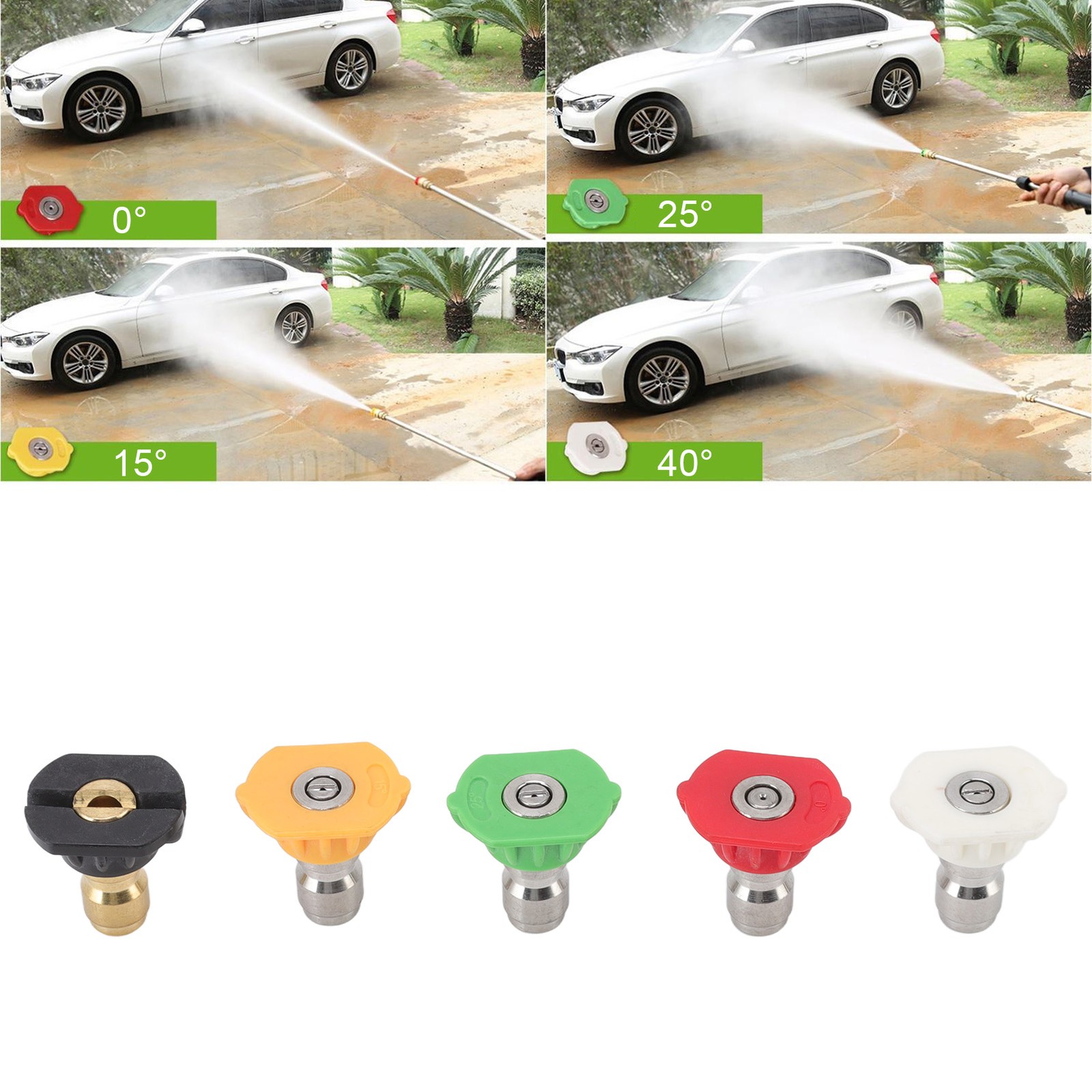 5PCS Pressure Washer Nozzle Big Fan Shape Power Washer Nozzle Tips Rinse Jet