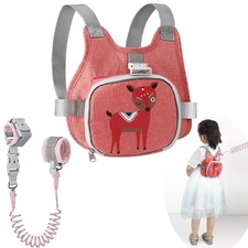 PandaEar Toddler Backpack Leash with Anti-Lost Wrist Link, Kids Safety Pink