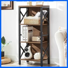 Stylish Industrial 4-Tier Bookshelf with Backboard - Space-Saving Design