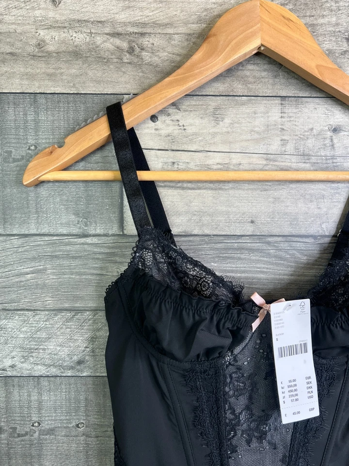 Urban Outfitters Corset Top Size Small Black Lace Exposed Bra Sexy Strappy - Image 4 of 4