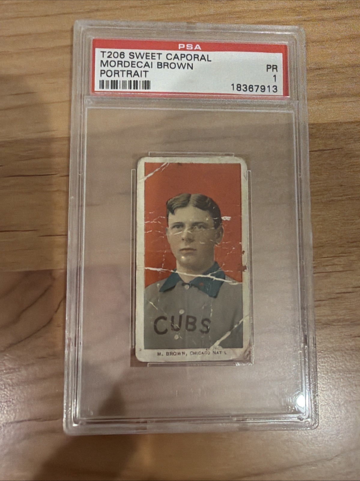 1909-11 T206 Sweet Caporal 350 Mordecai Brown Portrait  PSA 1 HOF