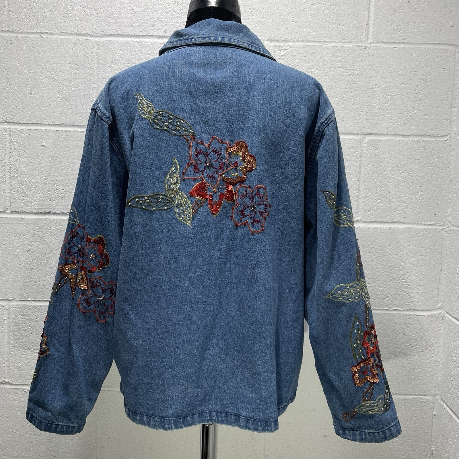 Vtg Tantrums Denim Jacket Sequin Embellished Boho… - image 13