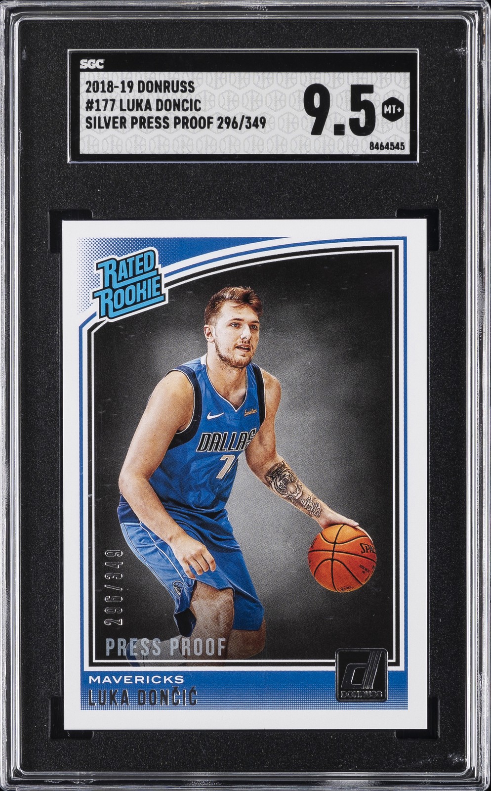 2018-19 DONRUSS SILVER PRESS PROOF (296/349) #177 LUKA DONCIC SGC 9.5