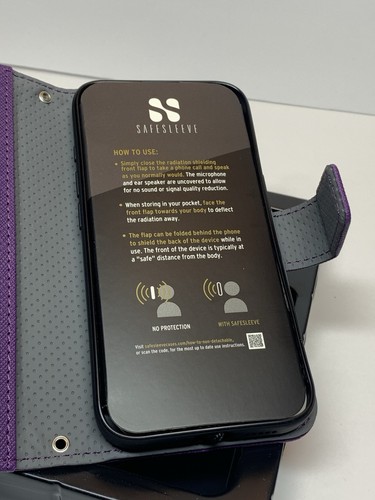 SafeSleeve Étui Portefeuille Anti-rayonnement EMF Détachable 4 en 1 Violet pour iPhone 16 - Photo 8 sur 12