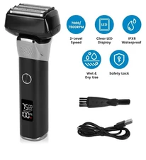 Electric Foil Face Shaver 5-Blade Electric Razor IPX6 Waterproof w/ LED Display