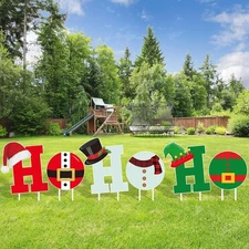 6 Pieces Christmas Holiday HOHOHO Yard Sign with Stakes As the Picture Shows 