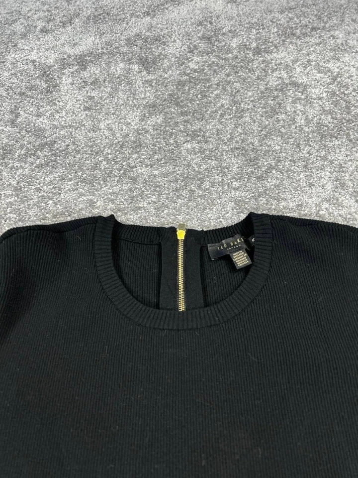 Vestido Ted Baker para mujer 6 negro gris tejido blusa * Foto 2 de 4