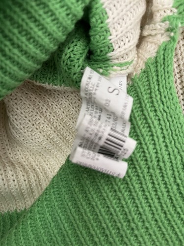 Stead ivarius Women's Green & Beige Stripy Knitted Jumper - Long Sleeves Small - Picture 7 of 8