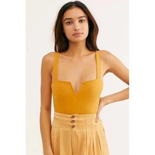 Intimately Free People Pippa V Wire Bodysuit Honey Ginger Medium
