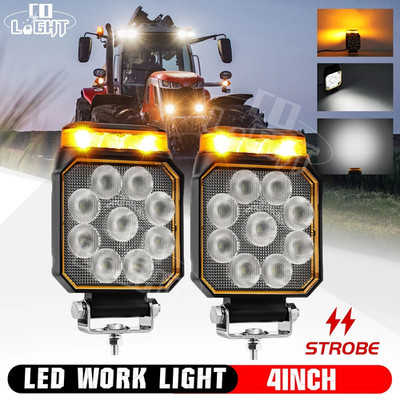 2X LED Arbeitsscheinwerfer Gelb Warnblinklicht Traktor Landmaschine Kehrmaschine