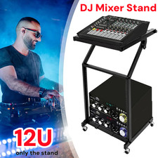 12U Mobile DJ Mixer Rack Adjustable Stand Rolling Stage Audio Studio Equipment