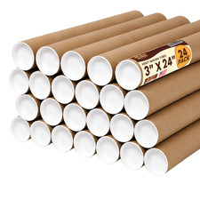 3x24'' Kraft Mailing Shipping Packing Tubes 24/cs from The Boxery 