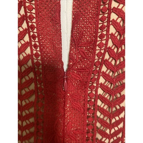Anthropologie Red Georgia Lace Fit And Flare Mini Dress. Size 14 - Picture 5 of 10