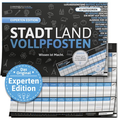 Stadt Land Vollpfosten  Experten Edition - Stadt Land Fluss im DIN A3 Spielblock