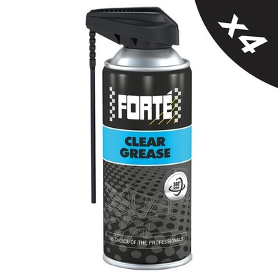 4x Forte Clear Fettspray - 400 ml wasserfestes Aerosol Gleitmittel 