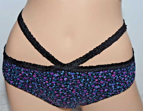 Neu mit Etikett Victoria's Secret Bikinihöschen Träger mehrfarbig Blumenmuster schwarz XXL 2X 2023 - Bild 1 von 6