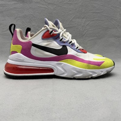Nike Air Max 270 React Running Shoes Womens Size 7 White Pink Yellow CZ9351-100