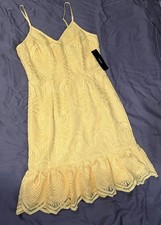 Lulus Womens Yellow Lace Lined Sleeveless Cocktail Dress Sz XS 