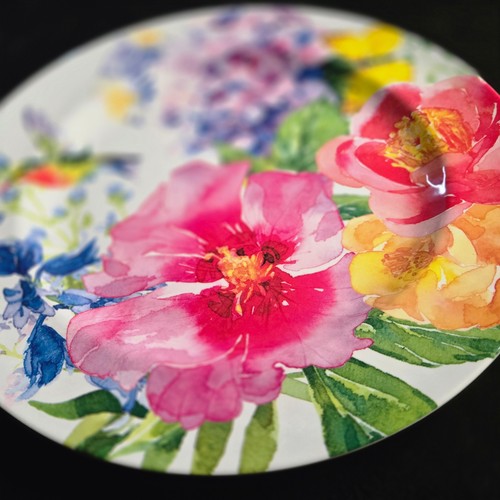 Pier 1 Imports Melamine White Dinner Plates 11" Hummingbird Butterfly Floral - Picture 3 of 5