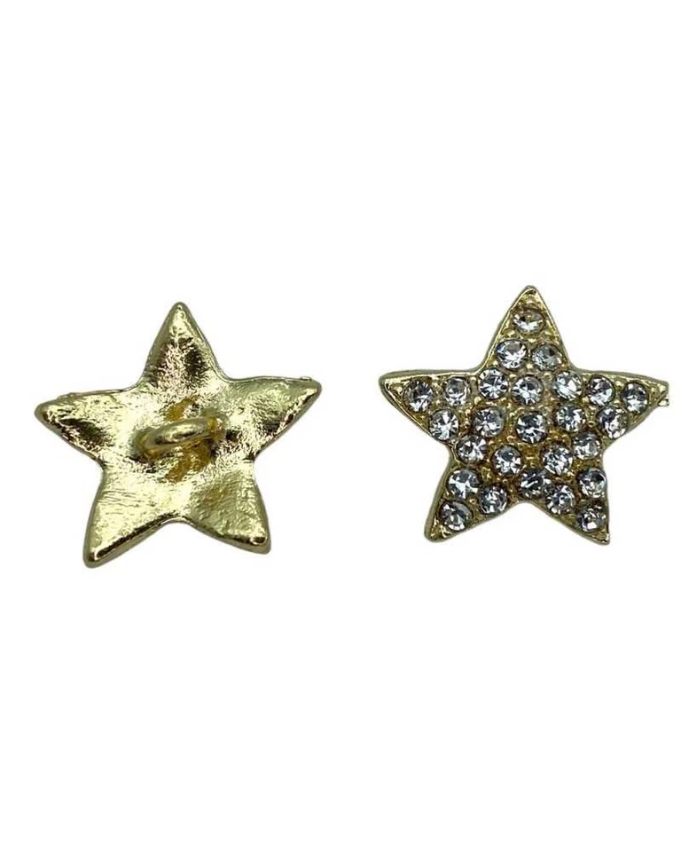 Bottone Modello Stella Gioiello Strass Gambo Metallo 19 Mm 080001 - Immagine 3 di 4