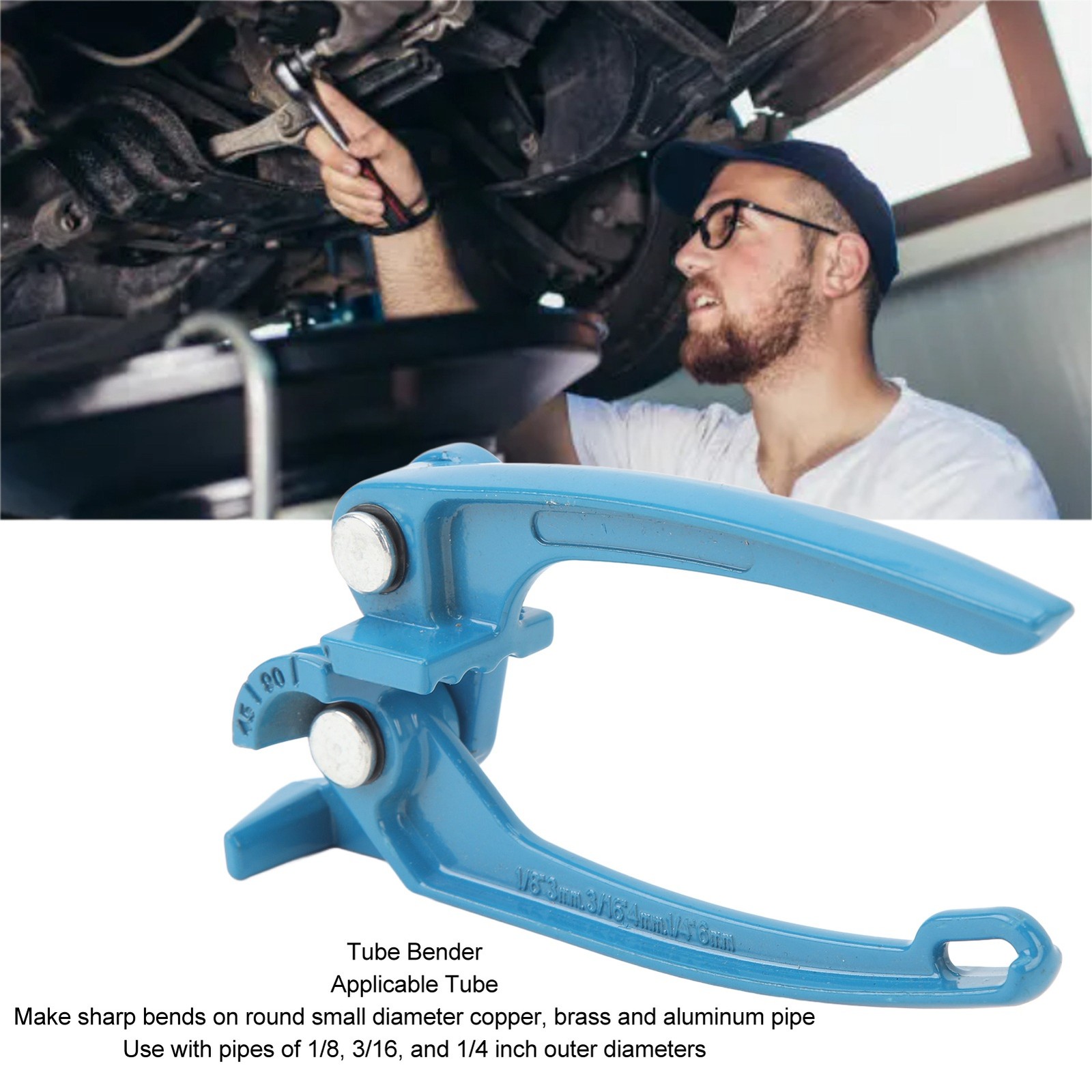 ⁺Tube Bender Compact 1/8in 3/16in 1/4in Manual Tubing Bender Tool For Copper