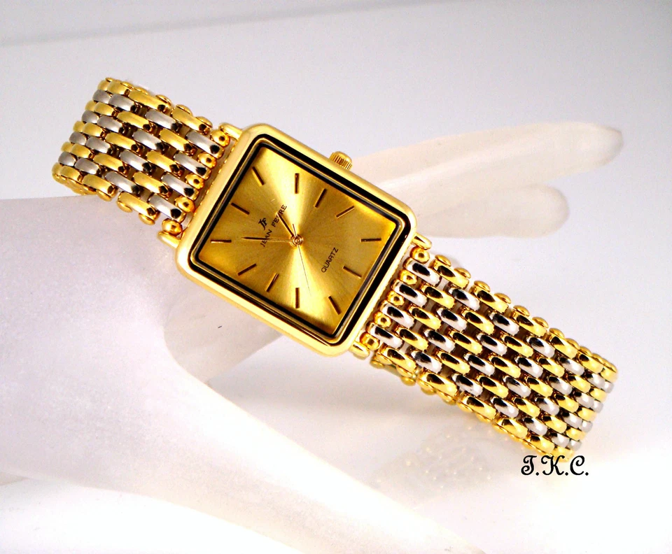 18kt Oro Placcato Metallo Maglia Argento Orologio Taglia Grossa a Taglia Petite - Immagine 4 di 4