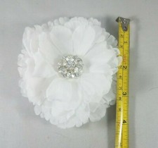 Bridal White Petal Wedding Hairpiece with Rhinestones Women's Hair Accessory