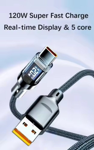 Display Digitale Cavo USB A a Tipo C 7A 120W Caricatore Rapido Cavo USB-C Intrecciato - Foto 2 di 14