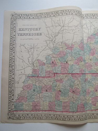 ONE (1) 1881 MITCHELL ATLAS MAP, "KENTUCKY, TENNESSEE". - Picture 2 of 4