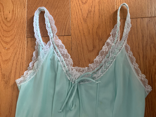 Vanity Fair 1970's Vintage Long Aqua Full Nightgown Nylon Size 34 - Picture 4 of 10